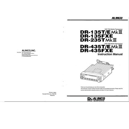 DISCONTINUED ALINCO ZIMDR135 DR135 Instruction Manual