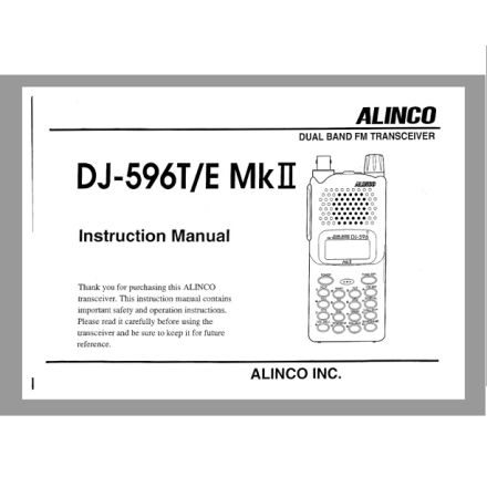 ALINCO ZIMDJ596 DJ596 Instruction Manual