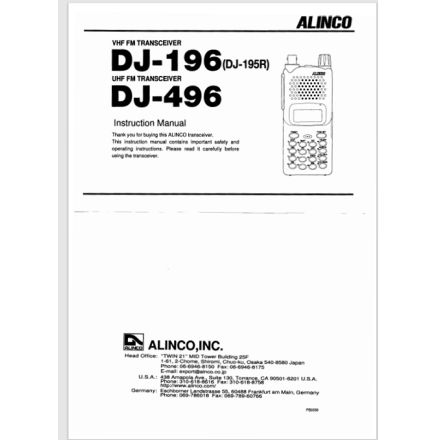 ALINCO ZIMDJ196 DJ196 Instruction Manual