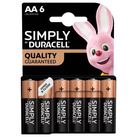 Simply Duracell AA 6PK Alkaline Batteries