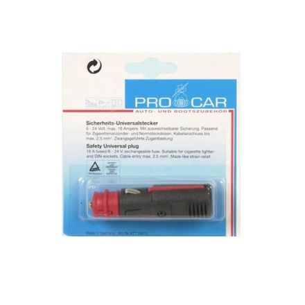 Pro Car 12-24V Universal Cigar Lighter Safety Plug (Max 16A)