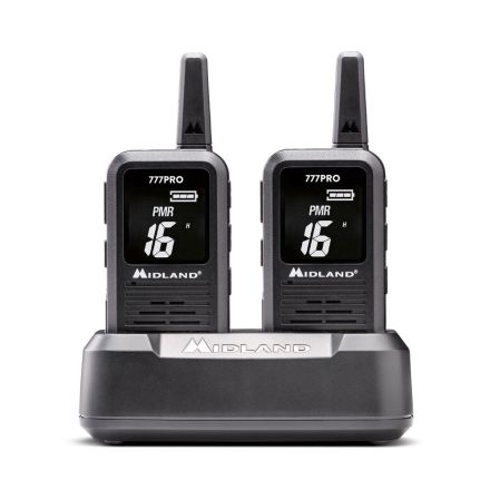 Midland 777 PRO - 2x Radios + Desk Charger + USB Cable + Wall Adapter