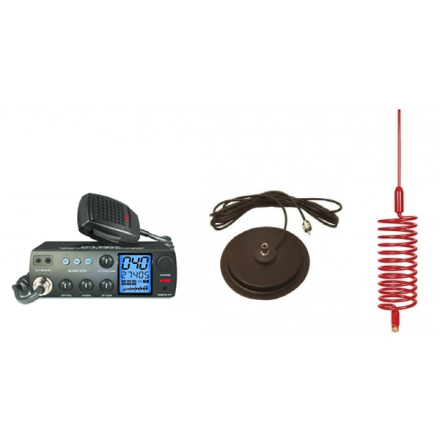 Deluxe CB Radio Kit - Intek M-899 CB Radio + Red Tornado Antenna + 7" Mag Mount