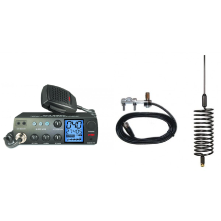 Deluxe CB Radio Kit - Intek M-899 CB Radio + Black Tornado Antenna + Mirror Mount