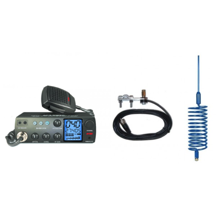 Deluxe CB Radio Kit - Intek M-899 CB Radio + Blue Tornado Antenna + Mirror Mount
