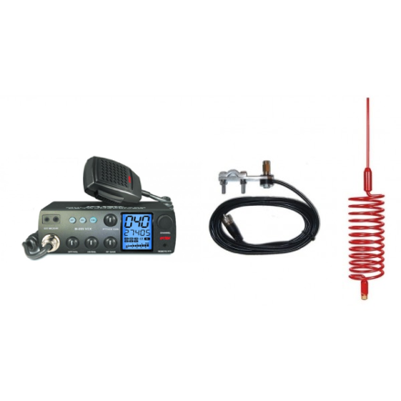 Deluxe CB Radio Kit - Intek M-899 CB Radio + Red Tornado Antenna + Mirror Mount