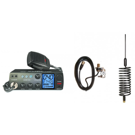 Deluxe CB Radio Kit - Intek M-899 CB Radio + Black Tornado Antenna + Rail Mount