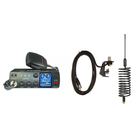 Deluxe CB Radio Kit - Intek M-899 CB Radio + Black Tornado Antenna + Gutter Mount