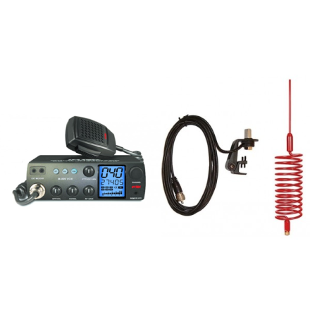 Deluxe CB Radio Kit - Intek M-899 CB Radio + Red Tornado Antenna + Gutter Mount