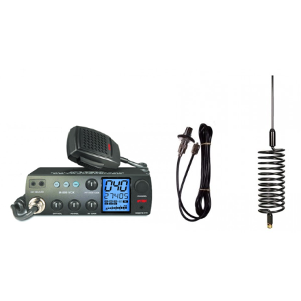 Deluxe CB Radio Kit = Intek M-899 CB Radio + Black Tornado Antenna + Roof Mount