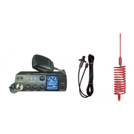 Deluxe CB Radio Kit - Intek M-899 CB Radio + Red Tornado Antenna + Roof Mount