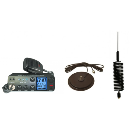 Deluxe CB Radio Kit - Intek M-899 CB Radio + Black Tornado Mini Antenna + 7" Mag Mount