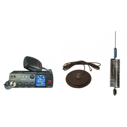 Deluxe CB Radio Kit - Intek M-899 CB Radio + Chrome Tornado Mini Antenna + 7" Mag Mount
