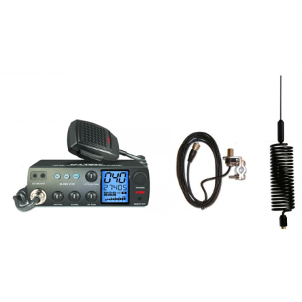 Deluxe CB Radio Kit - Intek M-899 CB Radio + Black Tornado Mini Antenna + Rail Mount