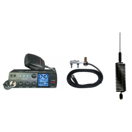 Deluxe CB Radio Kit - Intek M-899 CB Radio + Black Tornado Mini Antenna + Mirror Mount