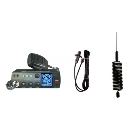 Deluxe CB Radio Kit - Intek M-899 CB Radio + Black Tornado Mini Antenna + Roof Mount