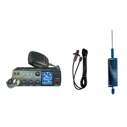 Deluxe CB Radio Kit - Intek M-899 CB Radio + Blue Tornado Mini Antenna + Roof Mount