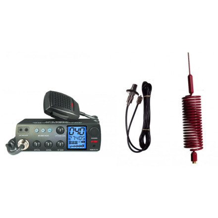 Deluxe CB Radio Kit - Intek M-899 CB Radio + Red Tornado Mini Antenna + Roof Mount