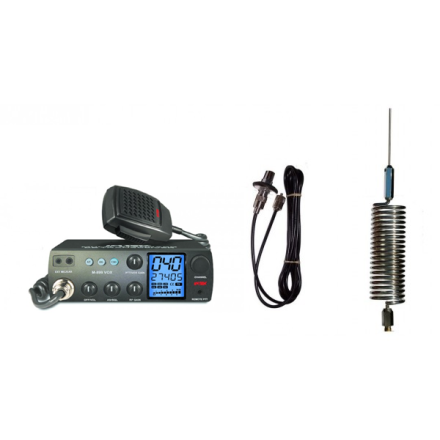 Deluxe CB Radio Kit - Intek M-899 CB Radio + Chrome Tornado Mini Antenna + Roof Mount