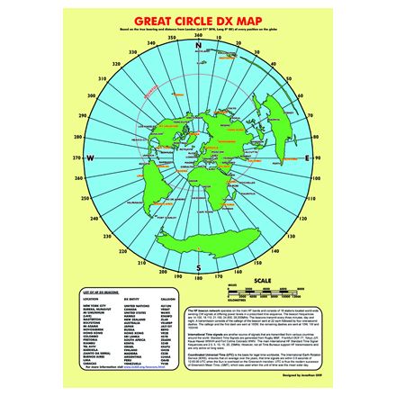 GRTD-Map A3 Size Great Circle DX Map