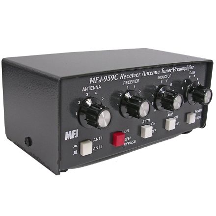 MFJ-959C - 1.8-30MHz SWL Antenna Tuner, SWL With Preamp 1.6-30Mhz
