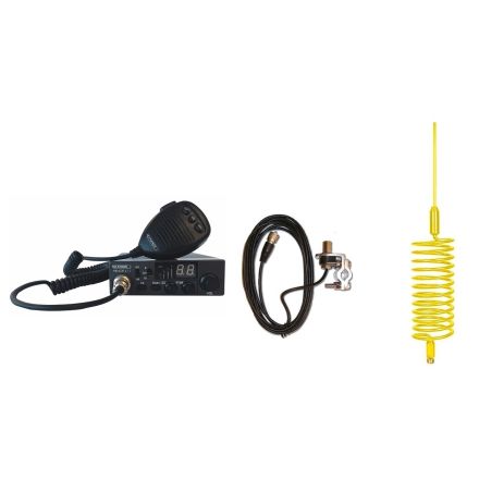 CB Radio & Antenna Kit - Moonraker Minor II Plus 80ch 12v/24v CB Radio + Yellow Tornado CB Antenna + Rail Mount (CB KIT)