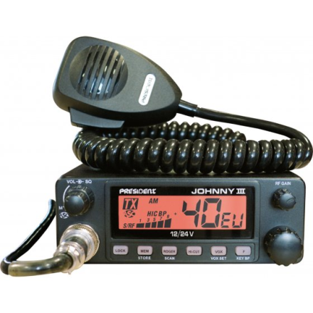 Discontinued President Johnny-3 ASC 12-24V Mobile CB Transceiver - (Please note: This is AM ONLY)