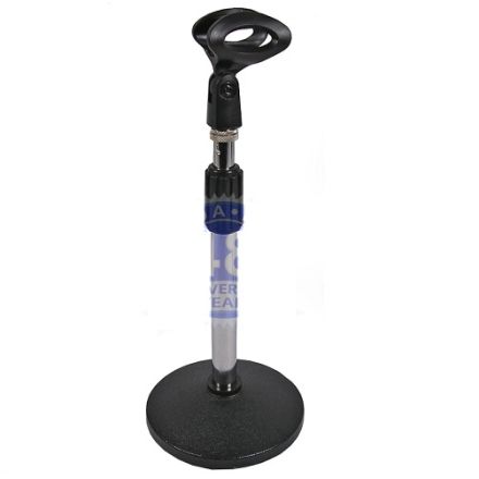 Telescopic desktop stand heavy, sturdy base.