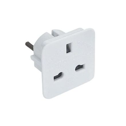 UK 3 Pin to Euro 2 Pin Adapter (White)